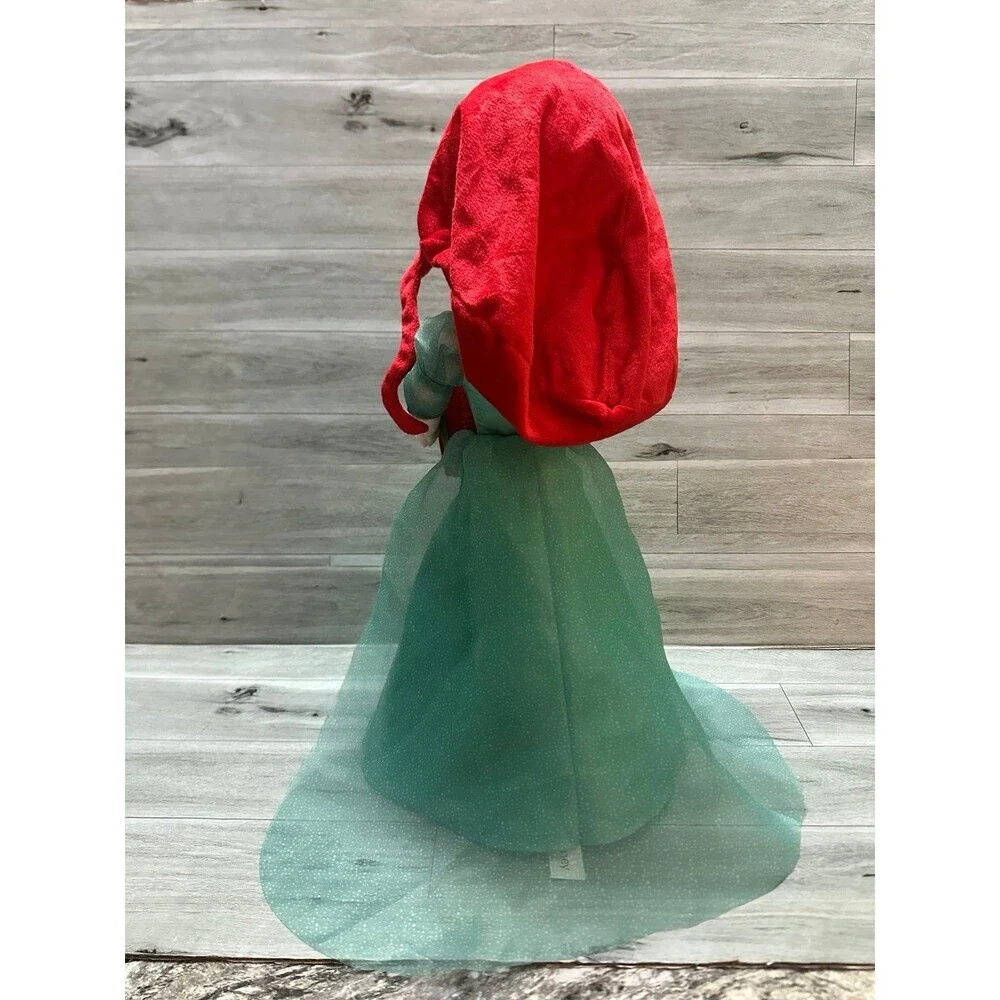 Disney  Ariel Plush Doll with Red Hair & Green Dress Holding Red Gift